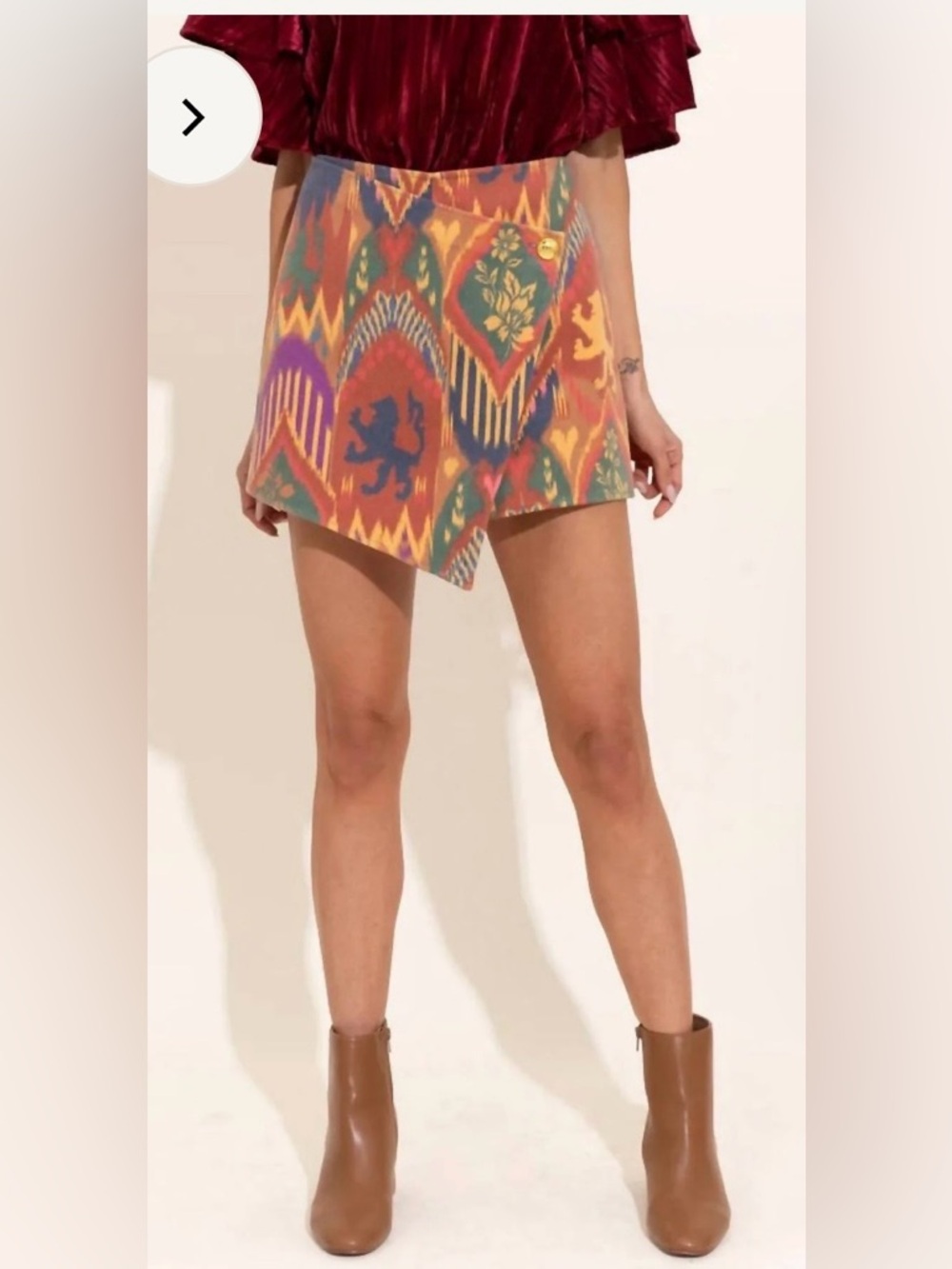 Multicolor Ikat Wrap Skort - Alden Adair